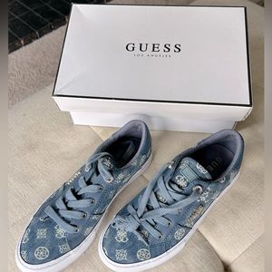 Women's Blue Canvas, Guess sneakers Size 8